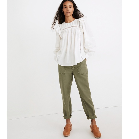 NWT Madewell Full-Sleeve Pintuck Ruffle Top - Picture 2 of 7